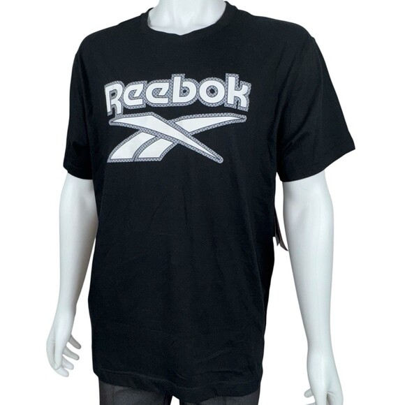 Reebok Goalie Mesh Logo Tee T-Shirt Regular Fit Short Sleeve Mens XXL Black New - Picture 3 of 9